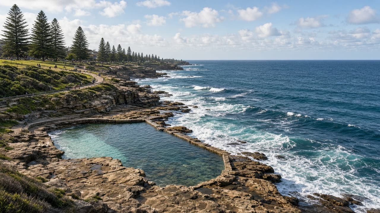 East-coast sandstone headland and Pacific swell