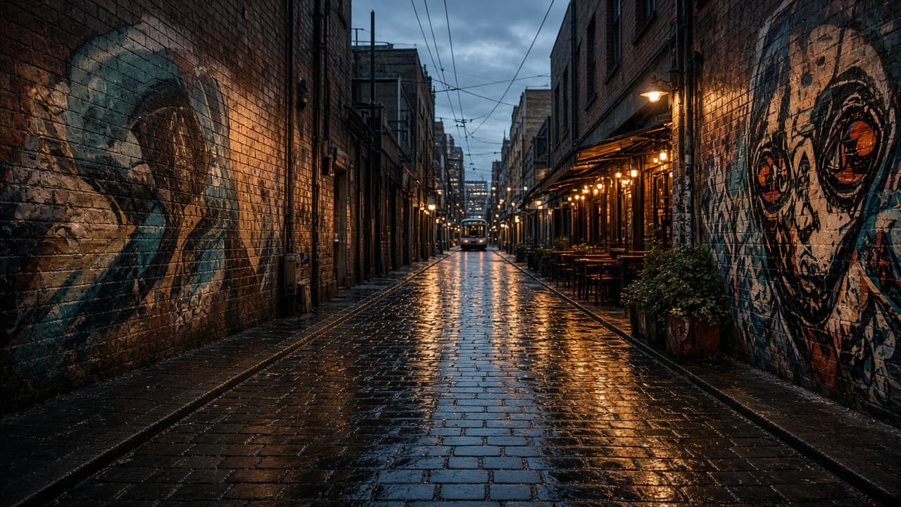 Melbourne laneway at dusk